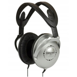 Słuchawki On-Ear Koss UR18 3.5mm srebrne z ekoskóry,