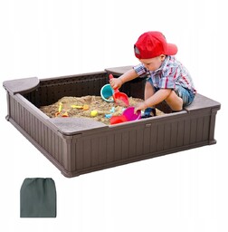 Piaskownica kwadratowa plastikowa zamykana z pokrywą 123x123 cm