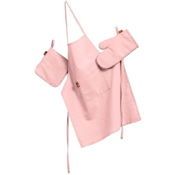 Komplet kuchenny fartuch,rękawica i łapacz, pudrowy róż, kpl,