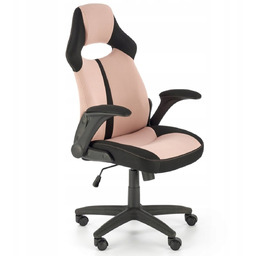 Fotel biurowy różowy czarny, krzesło obrotowe ergonomiczne