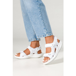 Białe sandały damskie sportowe na rzep platforma skórzana