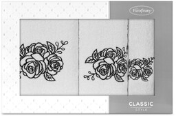 Komplet Ręczników 3szt. Rosalia 380 Biały+Czarny