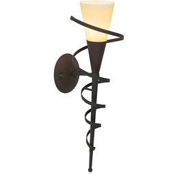 QAZQA Rustykalna lampa ścienna rdzawo-brązowa z kremowym szkłem