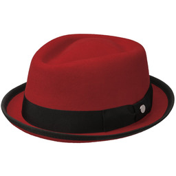 Kapelusz Filcowy Fedora Pork Pie by Lierys, czerwony,