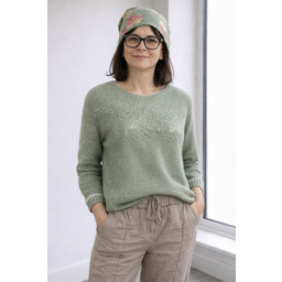 Sweter damski zielony ze srebrną nitką moher Italy