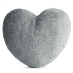 Eurofirany Poduszka dekoracyjna 45x45 Heart srebrna futrzana poduszka