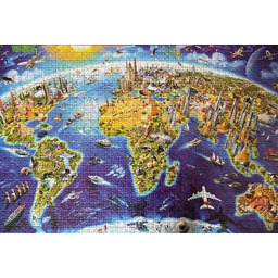 puzzle 1000 elementów MAPA ŚWIATA MIASTA USZKODZONE PUDEŁKO