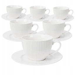 Zestaw 6SZT Filiżanek Białych Ze Spodkiem 6X Filiżanka