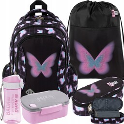 Motyl Plecak St.right Szkolny Komplet 5w1 Pastel Butterfly