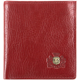 Portfel ze skóry stębnowany mały czerwony