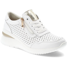 Vinceza Sneakersy damskie, ze skóry naturalnej licowej ażurowa