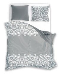 Faro Pościel bawełniana 160x200 Glamour 020 szara ornamenty