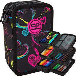 Coolpack Piórnik Szkolny Trzykomorowy Z Wyposażeniem Electric Hearts