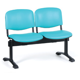 Ławka ze skóry do poczekalni VIVA, 2-siedziska, turkusowe