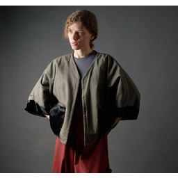 Pakamera Żakiet kimonowy w zieloną kratkę wykończany czarnym