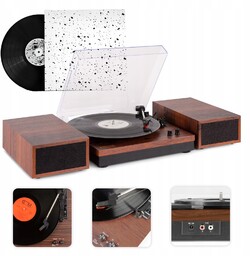 Gramofon retro bluetooth 100W z odpinanymi głośnikami