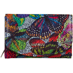 Portfel skórzany damski w motyle kolorowy RFID BajuBaj