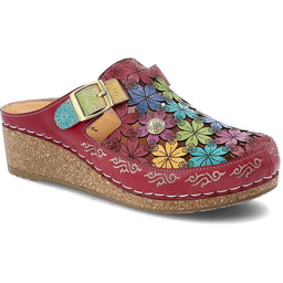 Laura Vita Klapki damskie, na koturnie kolorowy wzór