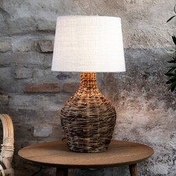 Markslöjd Lampa stołowa Paglia, naturalny/biały, rattan/juta, wysokość 58