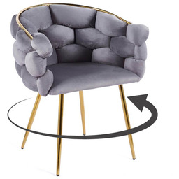 Krzesło fotelowe obrotowe Glamour BALLOON szary welur /