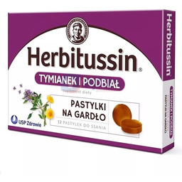 Herbitussin Tymianek i Podbiał x12 pastylek do ssania