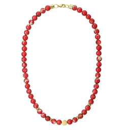 Czerwony męski naszyjnik jaspis z pozłacaną stalą szlachetną