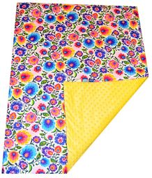 kocyk MINKY 100x75cm ŁOWICZ yellow ocieplany zima-lato