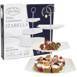 PATERA PORCELANOWA NOWOCZESNA BIAŁA 3 POZIOMOWA TACKA