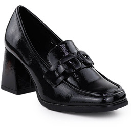 Lakierowane półbuty damskie na słupku czarne Potocki SZ12553