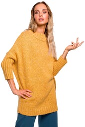 Miodowy Melanżowy Oversizowy Sweter z Półgolfem