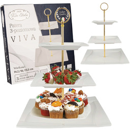 PATERA PORCELANOWA 3 POZIOMY TACKA DESEROWA NA CIASTO