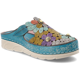 Laura Vita Klapki damskie, cholewka ze skóry naturalnej