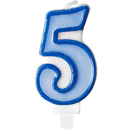 Świeczka cyferka piątka 5 błękitna - 1 szt.