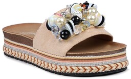 Klapki damskie na platformie na lato beżowe