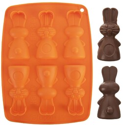 Forma do ciastek i pralin silikonowa pomarańczowa zajączek