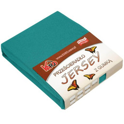 Prześcieradło jersey z gumką 180x200 turkusowe ciemne grube