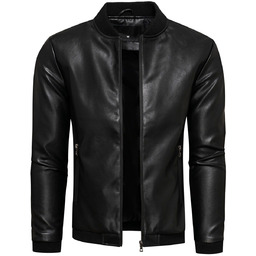 Kurtka męska skórzana czarna z stójką Recea