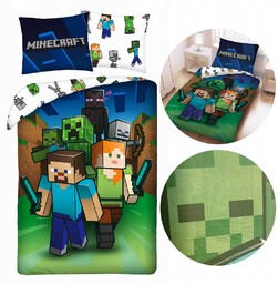 Pościel Minecraft 160x200 70x80 dla dziecka 100% Bawełniana