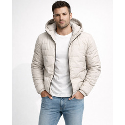 Kurtka męska beżowa z kapturem Recea