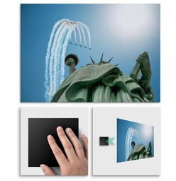 Plakat metalowy odrzutowce przy statule wolności L