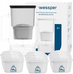Dzbanek filtrujący szklany Wessper aquamax 3l 10x Filtr