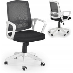 Fotel Młodzieżowy Obrotowy Ascot Biały Czarny Halm