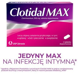 Clotidal MAX 500mg, 1 tabletka dopochwowa o działaniu