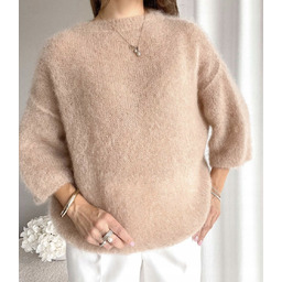 Sweter damski beżowy moherowy 80% klasyczny do bioder