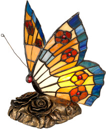 Witrażowa lampa stołowa Tiffany QZ-OBUTTERFLY-TL Quoizel motyl kolorowa