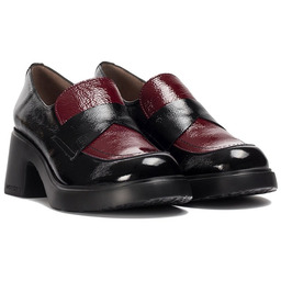 Mokasyny damskie na obcasie Wonders E-7121 LACK NEGRO