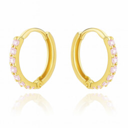 Złote Kolczyki pr. 585 Zdobione Różowymi Cyrkoniami