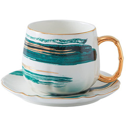 AlELCJY Akwarela i atrament matowa złota ceramiczna filiżanka