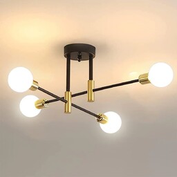 Lampa Sufitowa Wisząca Nowoczesne Czarna Żyrandol Złoty E27