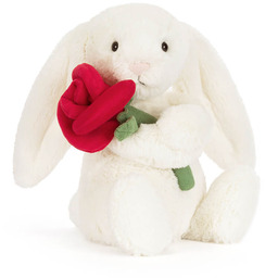 MASKOTKA PLUSZOWA JELLYCAT Kremowy Królik Bashful z różą